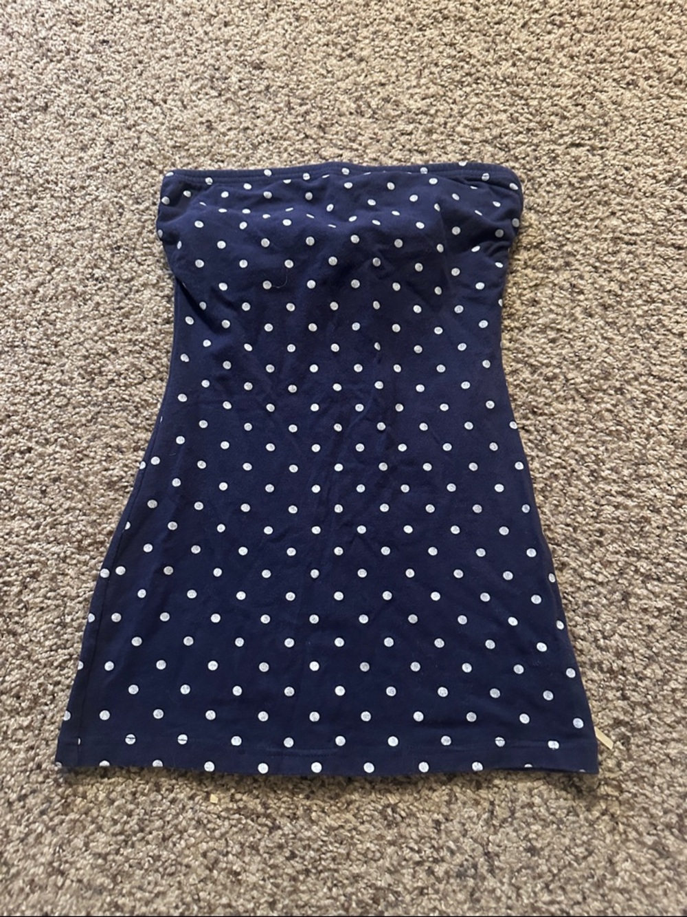 Strapless Navy Polka Dot Tube Top